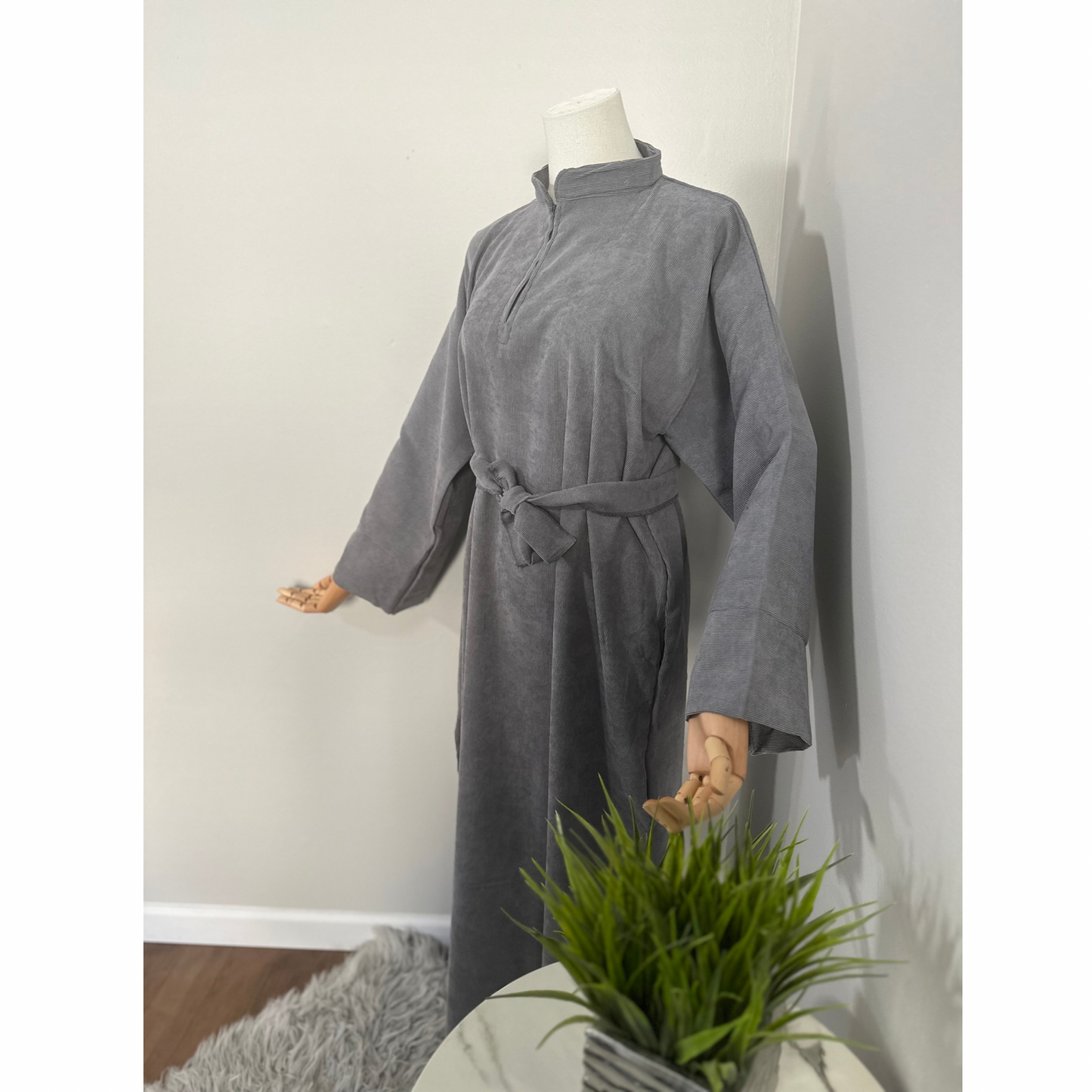 Slate Gray Corduroy Abaya