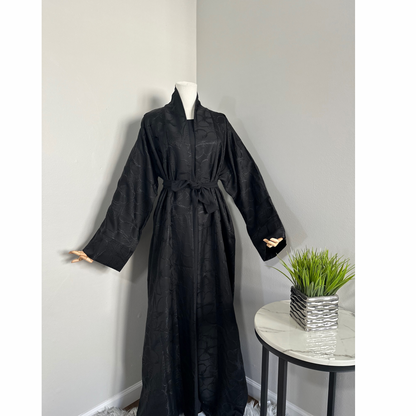 Jacquard Blossom Black Abaya