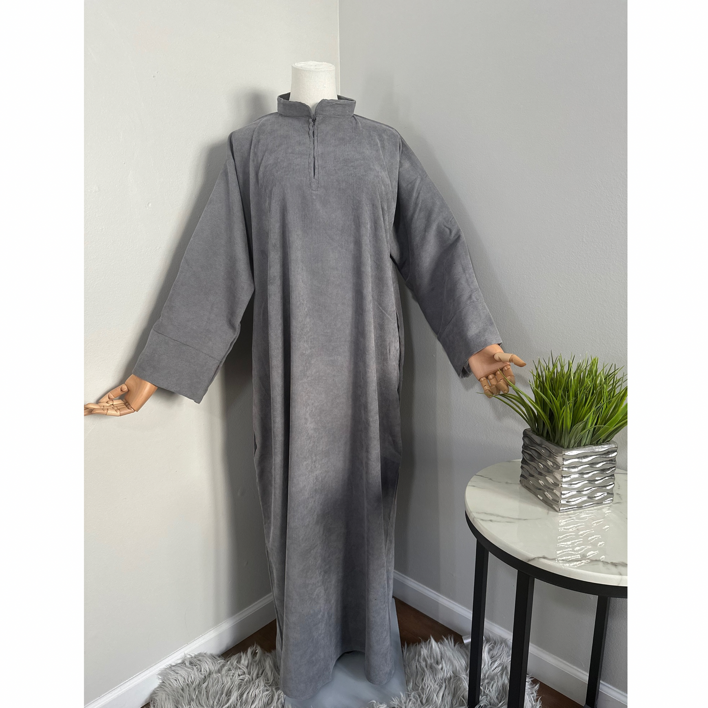 Slate Gray Corduroy Abaya