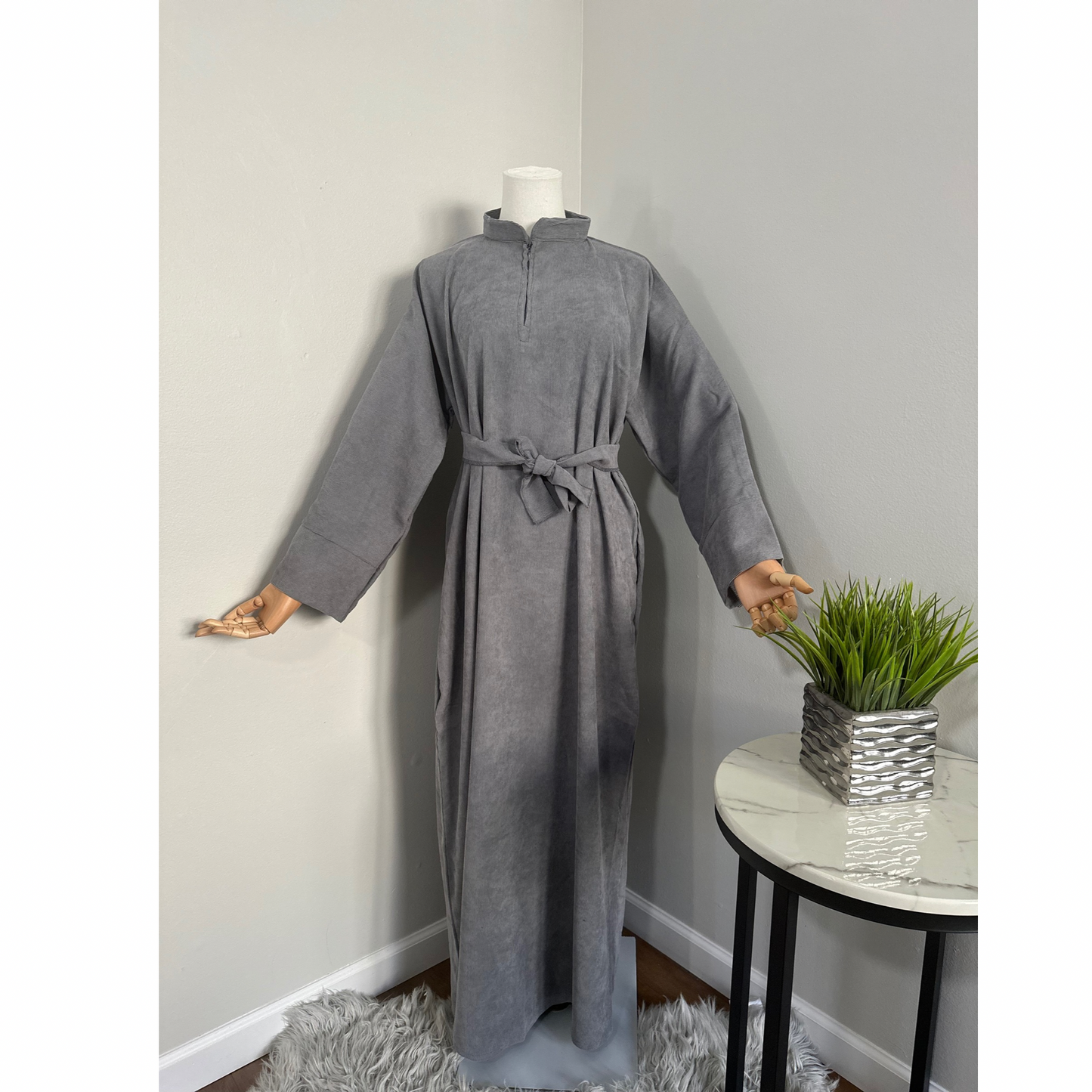 Slate Gray Corduroy Abaya